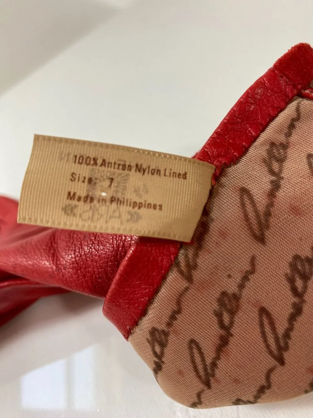 VINTAGE 80s Anne Klein by Aris Cherry Red Leather Gloves, Lined, Women's Size 7
